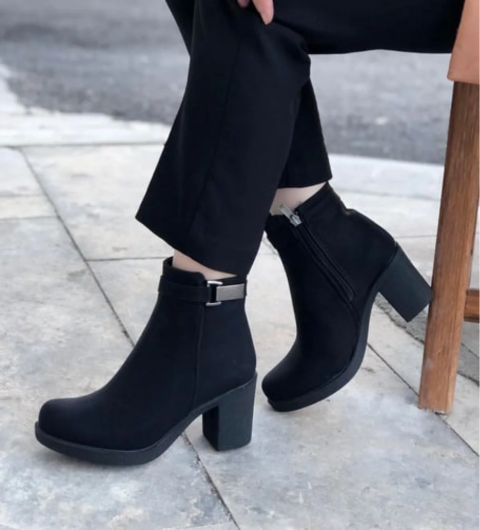 51 Yandan Tokalı Topuklu Kadın Bot - Görsel 1