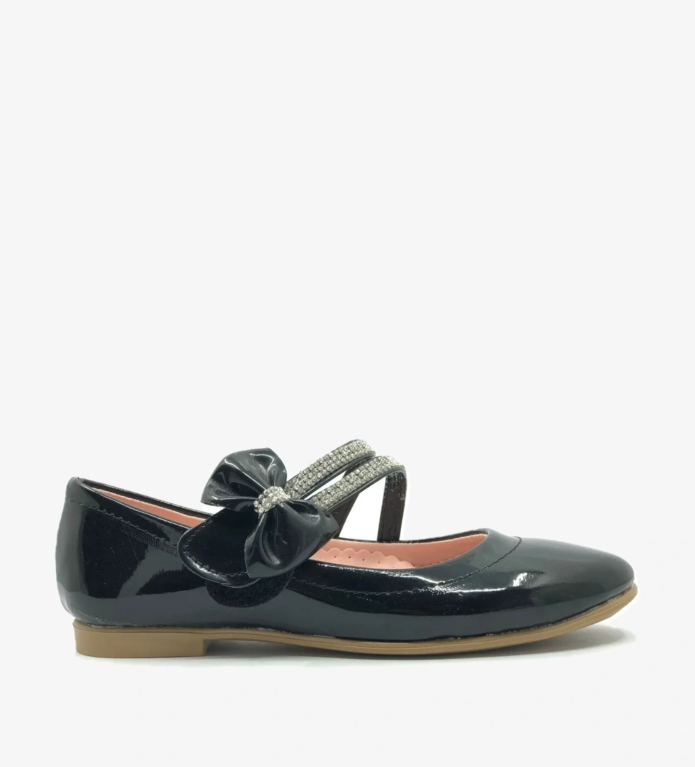 İremsu Fiyonk Taşlı Cırtlı Kız Çocuk Babet Ayakkabı model görseli