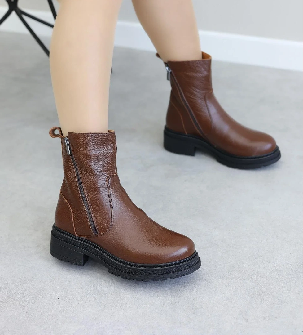 Fast Step Hakiki Deri Kürklü Kadın Kalın Taban Bot 257kza623 model görseli