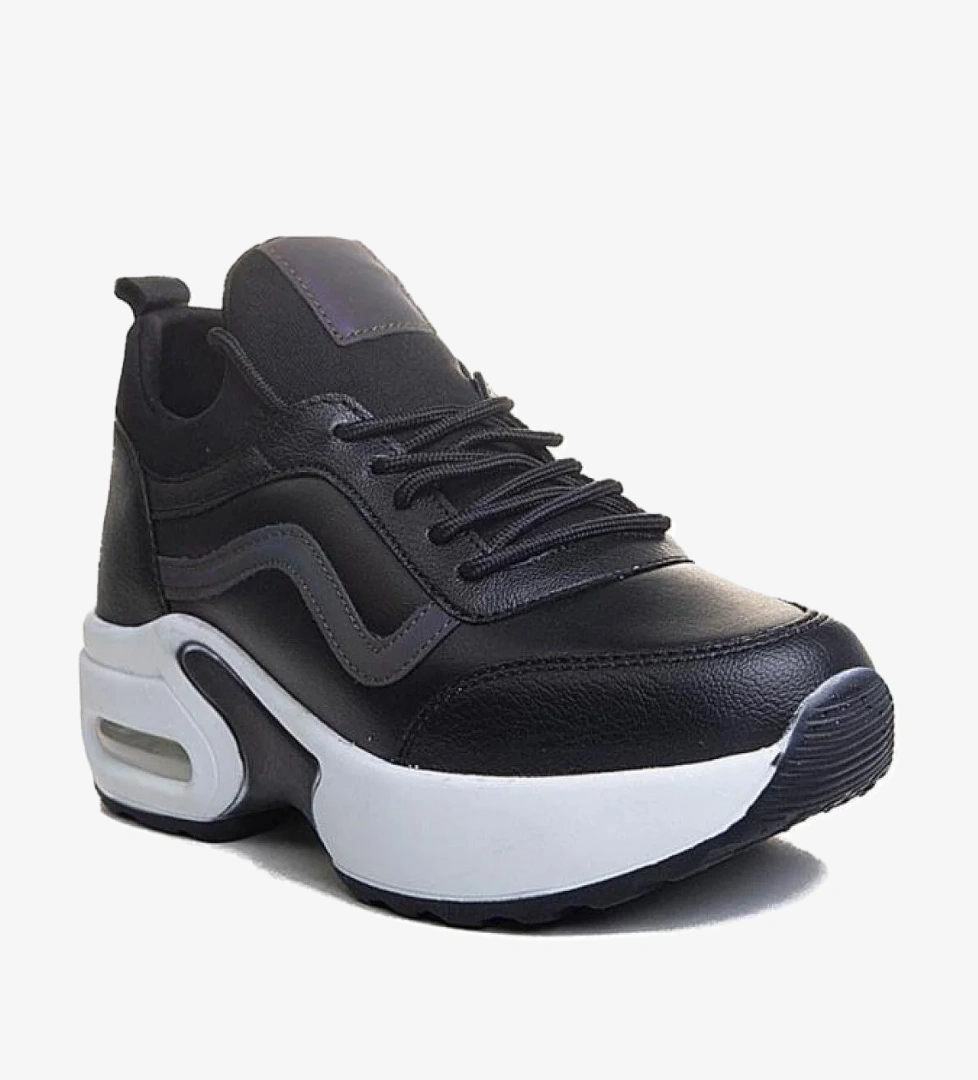 Flet 121-24 Deri Fashion Anatomik Kadın Sneaker Siyah Beyaz model görseli