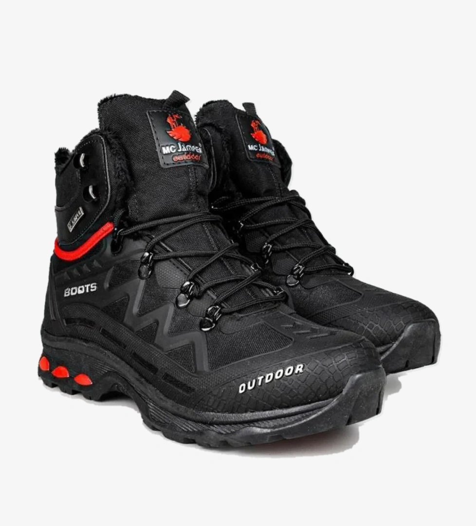 1821-24 Deri Outdoor Kürklü Fermuarlı Erkek Bot - Görsel 1