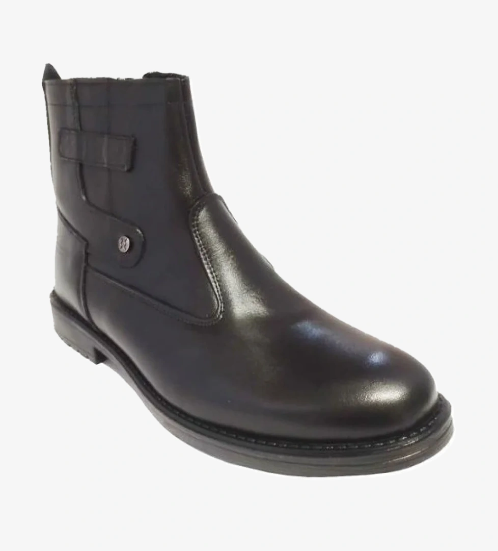 215-24 Hakiki Deri Anatomik Sıcak Kürk Astar Erkek Bot - Görsel 1