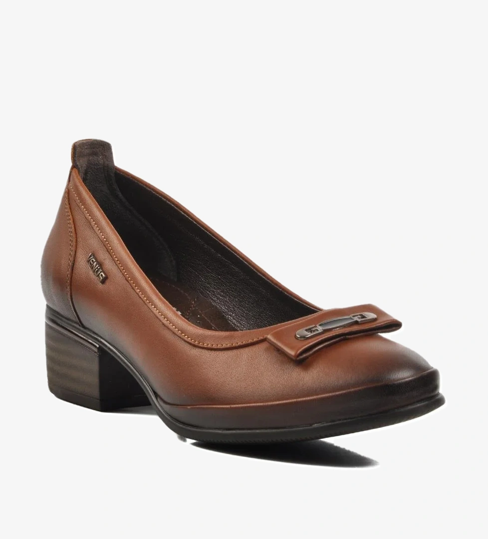 Venüs 2312514k Siyah Taba Hakiki Deri Kadın Topuklu Ayakkabı model görseli