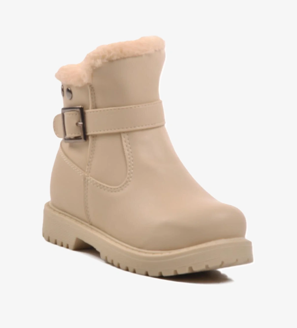 Ayakmod 24064-p Bej Siyah-zümrüt İçi Polarlı Kız Çocuk Bot model görseli