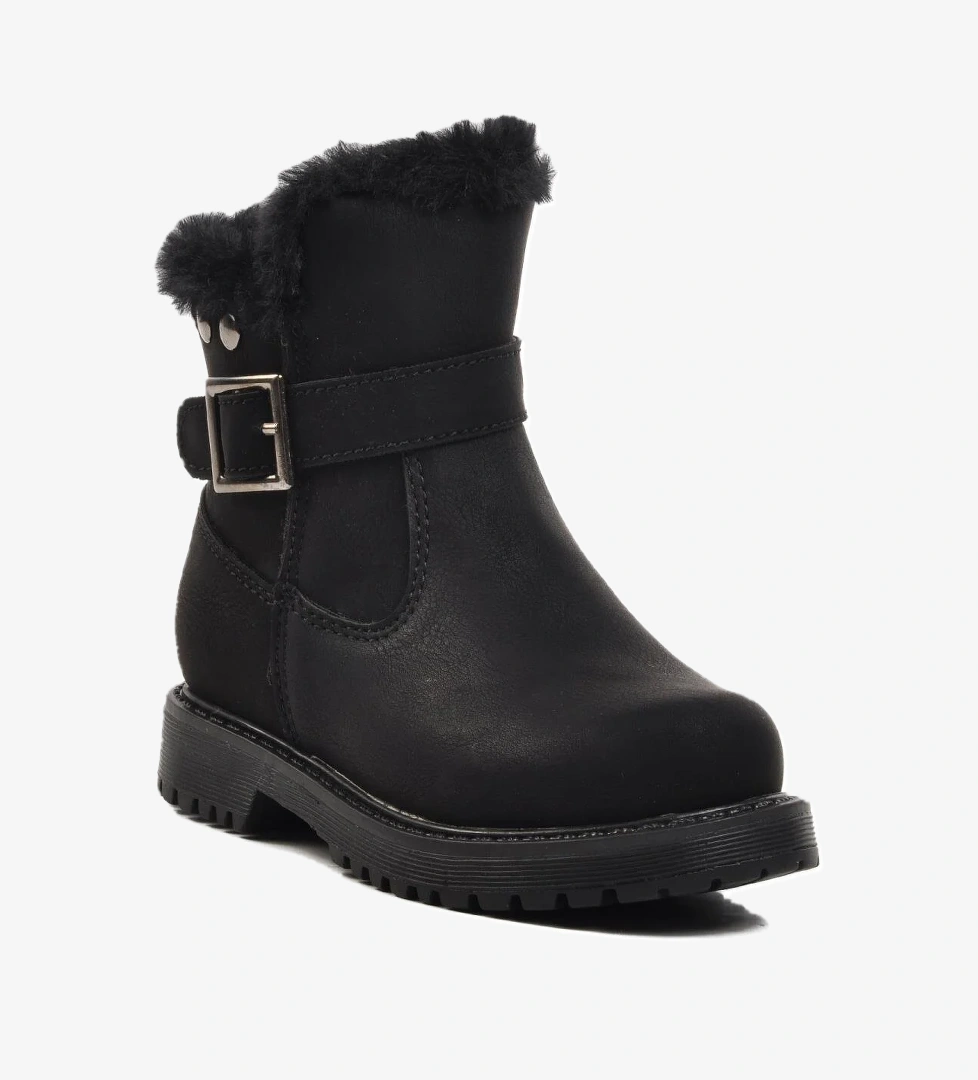 24064-P Siyah-Zümrüt İçi Polarlı Kız Çocuk Bot