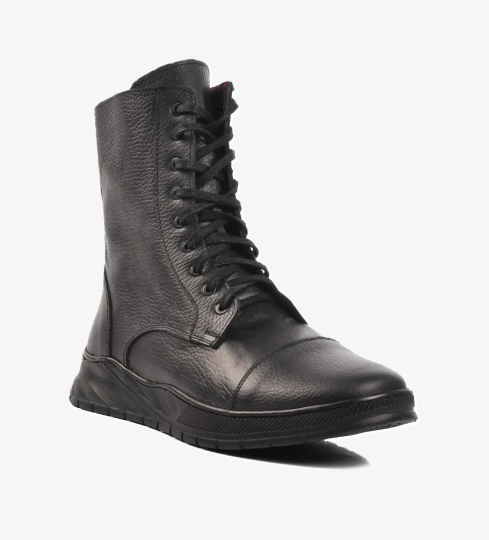 Tervolina Siyah Hakiki Deri Erkek Bot - Görsel 1