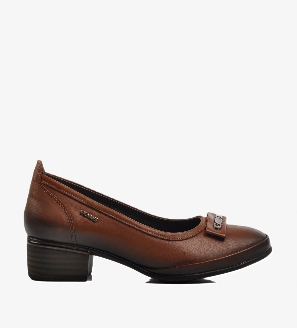 Venüs Taba Siyah Hakiki Deri Kadın Topuklu Ayakkabı 2312514k model görseli