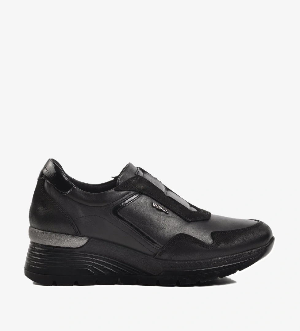 2313042K Siyah Hakiki Deri Kadın Günlük Ayakkabı