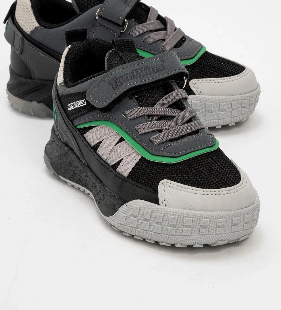 Işıklı Cırtlı Çocuk Spor Ayakkabı BUZ SİYAH YEŞİL - Görsel 1