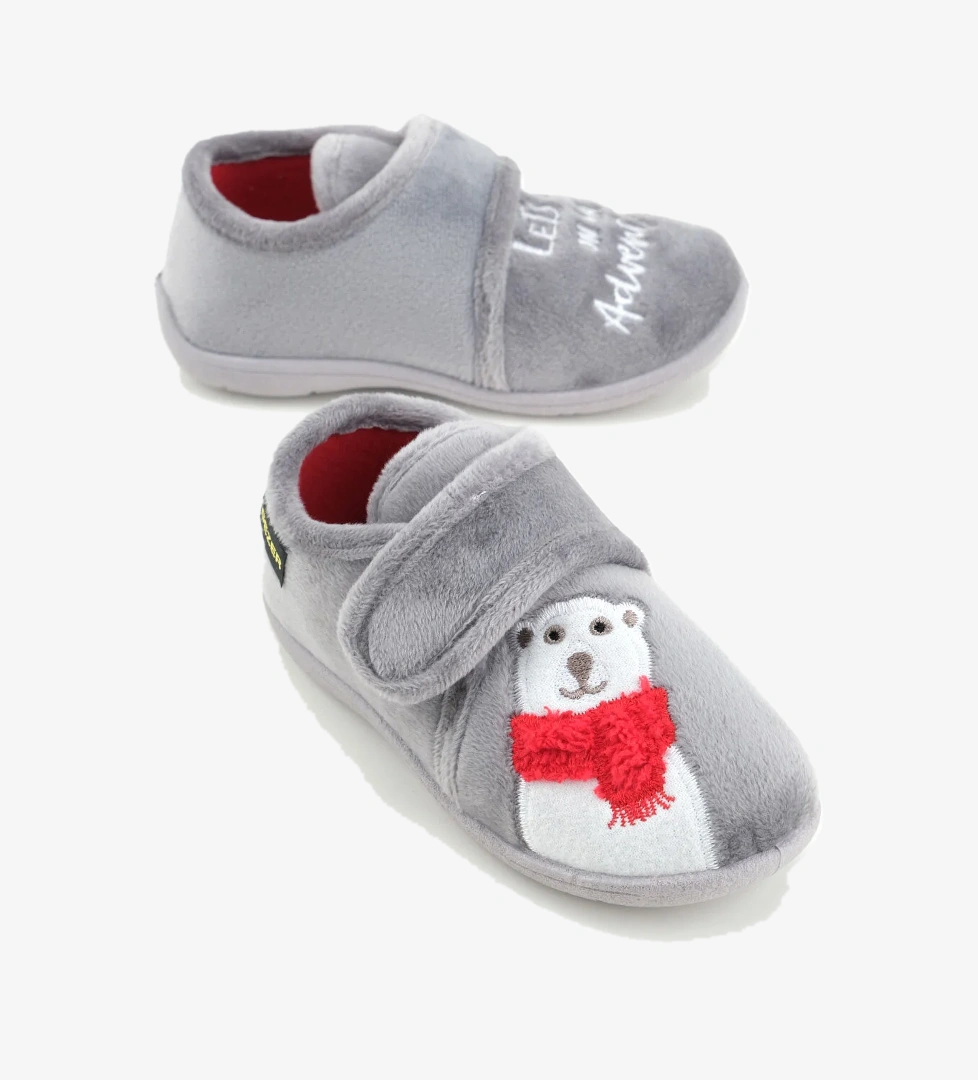 Kışlık Cırtlı Ayarlanabilir Rahat Taban Erkek Çocuk Panduf Ayakkabı - Görsel 1