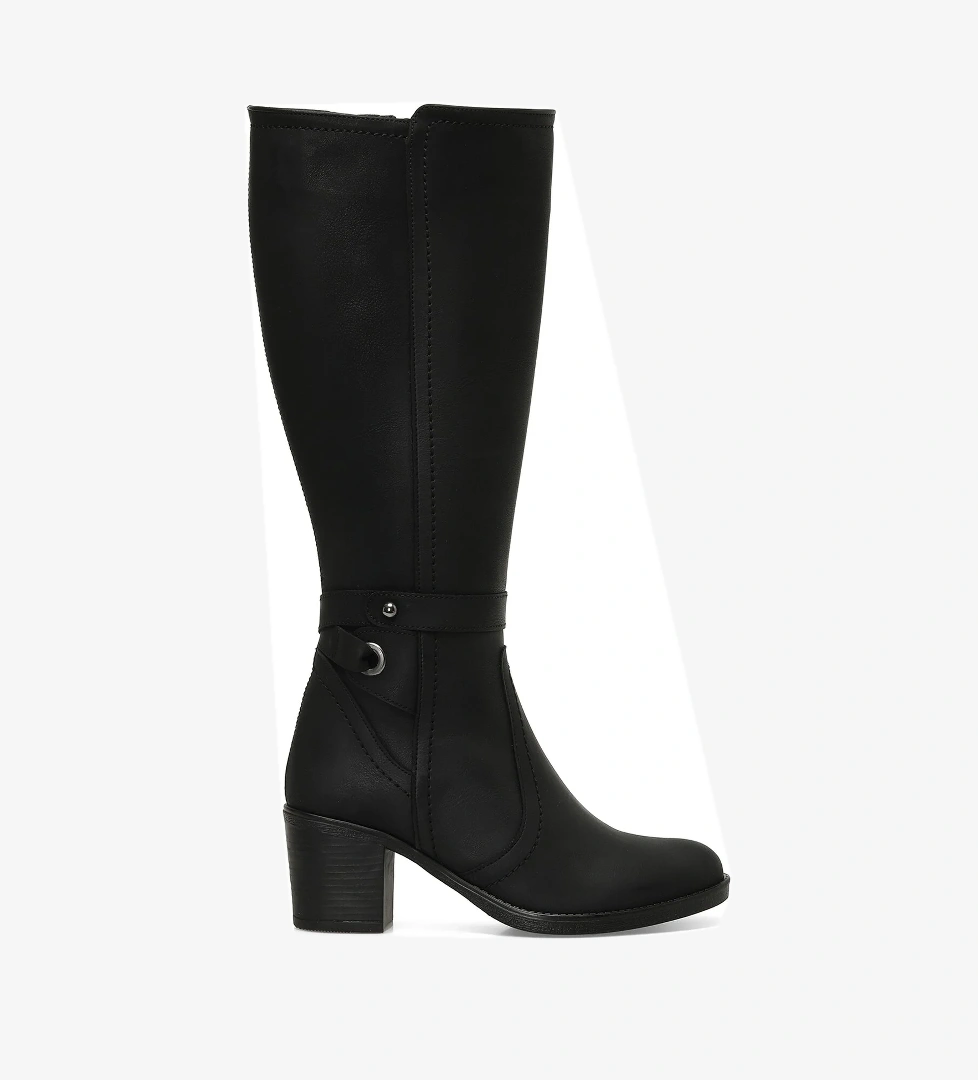 24K-1032 4PR Siyah Kadın Topuklu Çizme - Görsel 1