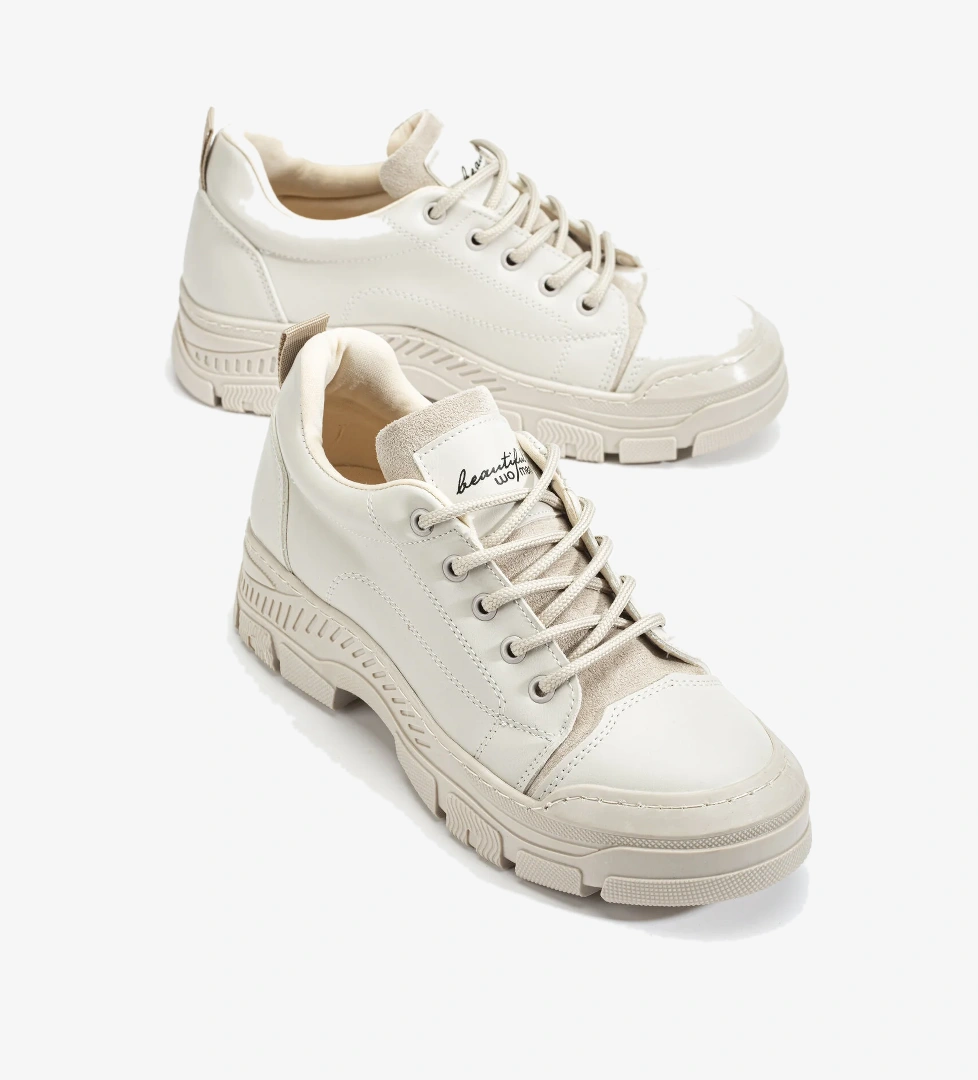 Kadın Bej Termo Taban Bağcıklı Günlük Ayakkabı - Görsel 1