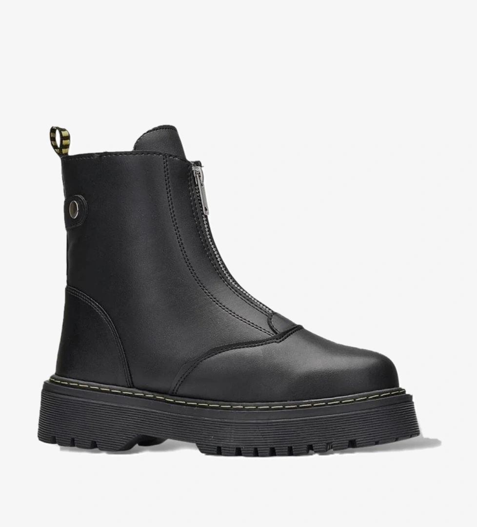 Önden Fermuarlı Kadın Bot SİYAH