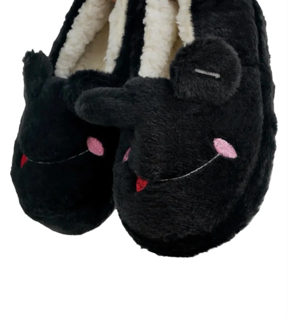 Kışlık Kadın Panduf Ev Ayakkabısı | Kurbağa Figürlü | Kaydırmaz Taban SİYAH