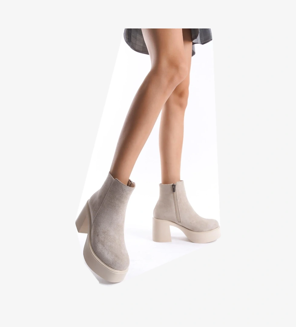 Hancez Ten Süet Yüksek Kalın Platform Topuklu Bot