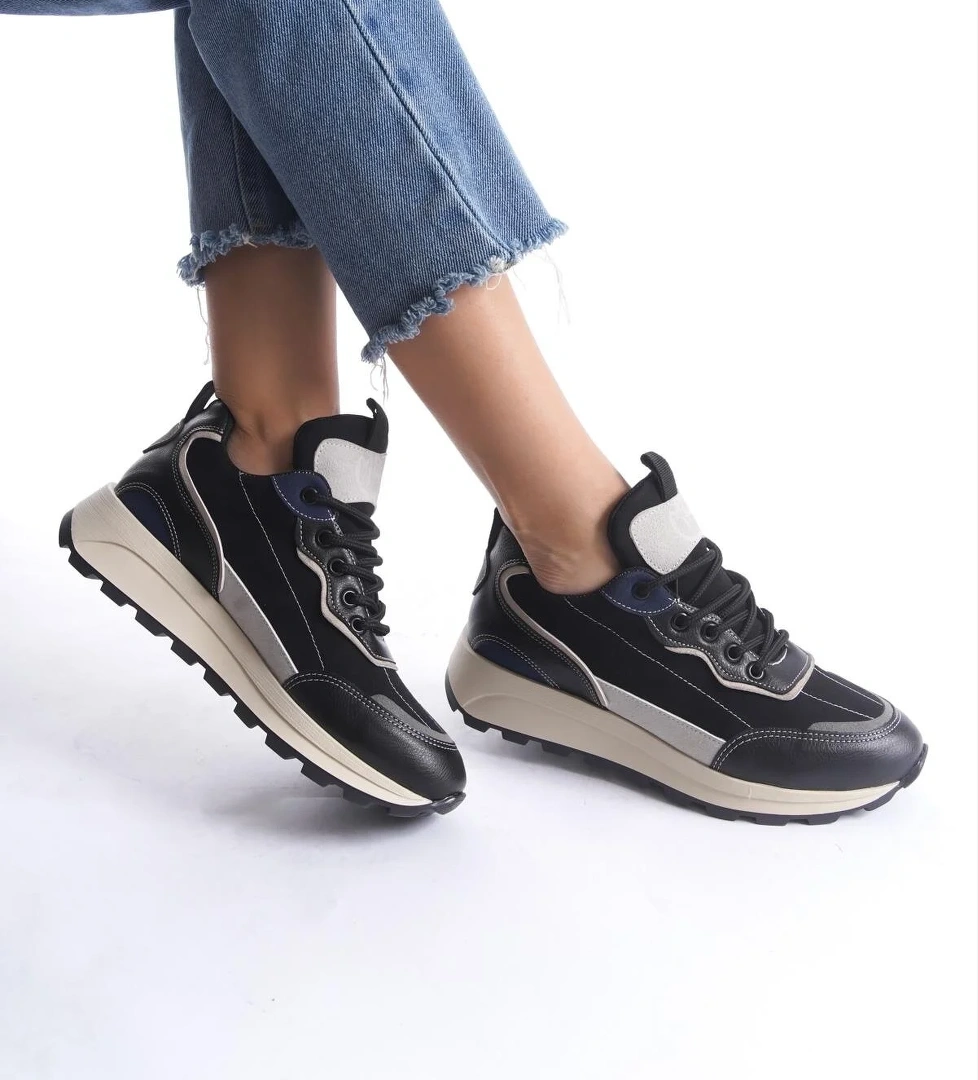 Modabuymuş Sersp Siyah Lacivert Sneaker Günlük Hafif Spor Ayakkabı model görseli