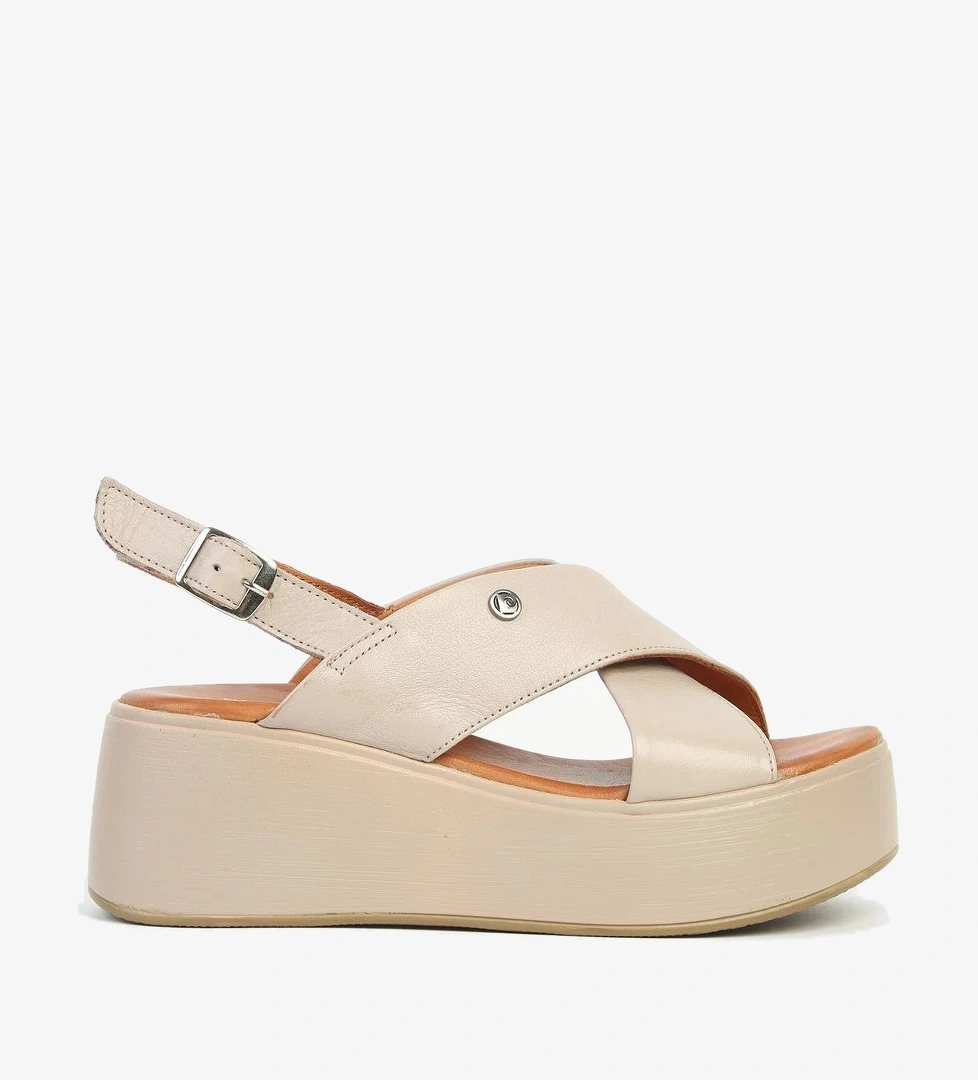 Bej Kadın Deri Topuklu Ayakkabı PCK-501