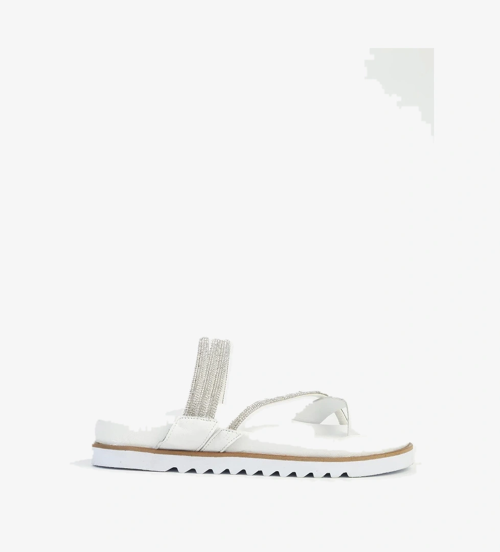 Kadın Beyaz Deri Taşlı Terlik PCK-5000