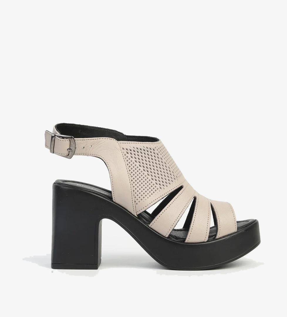 Bej Kadın Deri Topuklu Ayakabbı PCK-5001 - Görsel 1