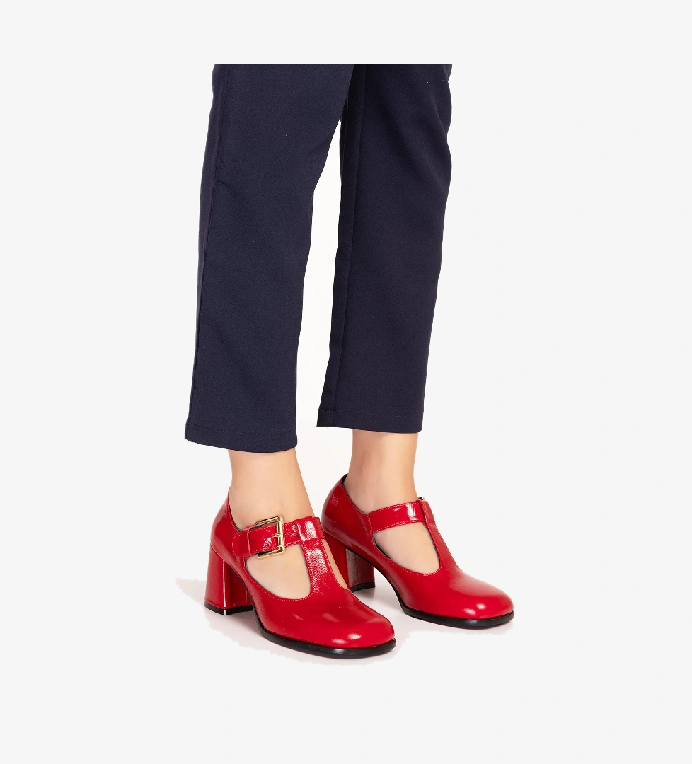 Gondol Kadın Hakiki Deri Yuvarlak Küt Burun Şık Topuklu Ayakkabı mnz.24524 - Görsel 1