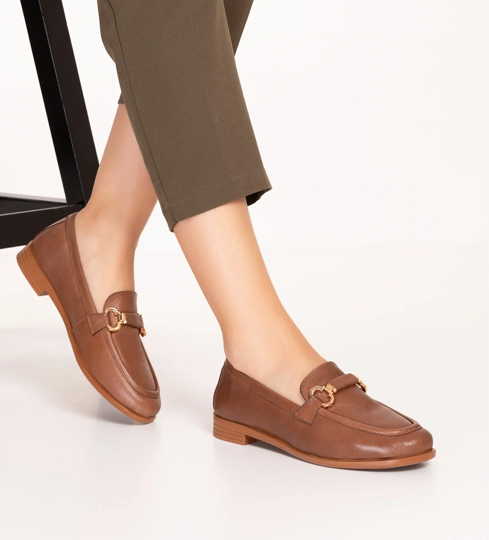 Gondol Hakiki Deri Kadın Tokalı Loafer esl.1852