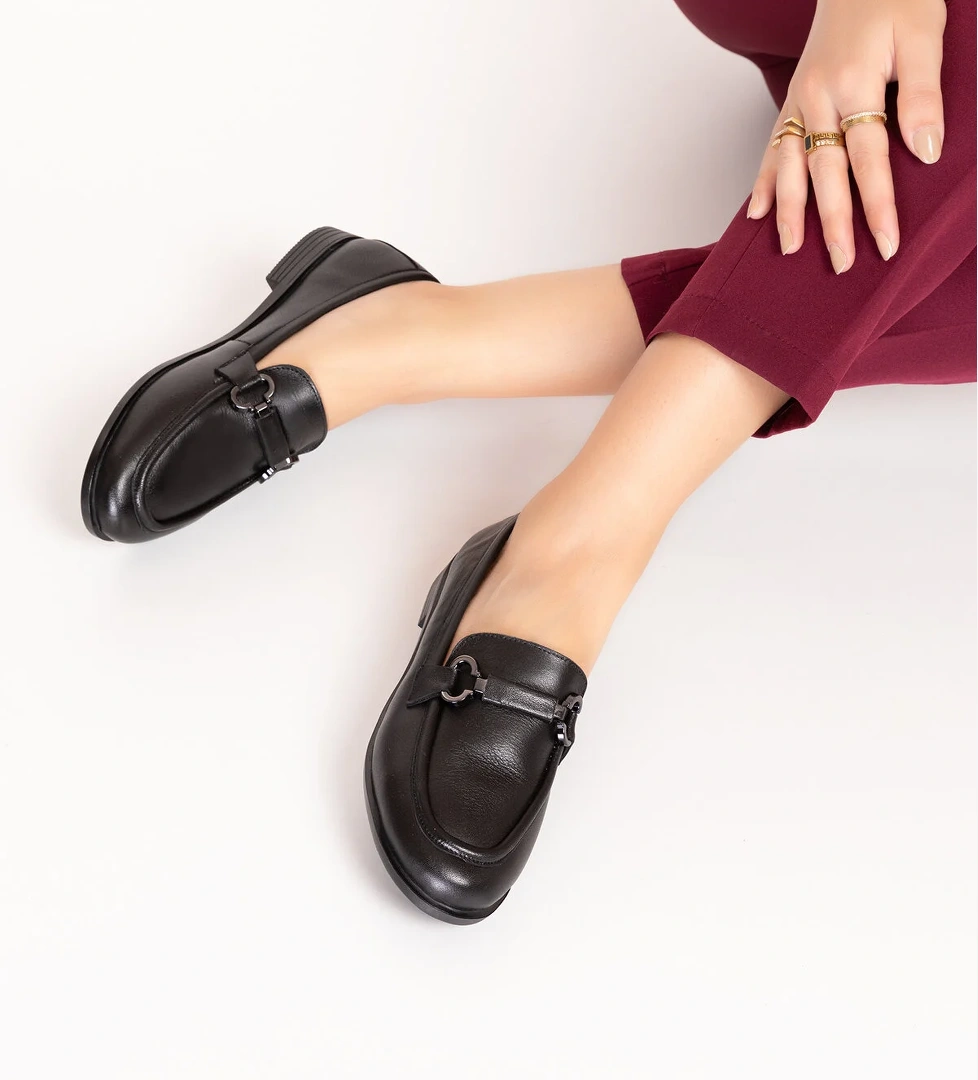 Gondol Hakiki Deri Kadın Tokalı Loafer esl.1852 - Görsel 1