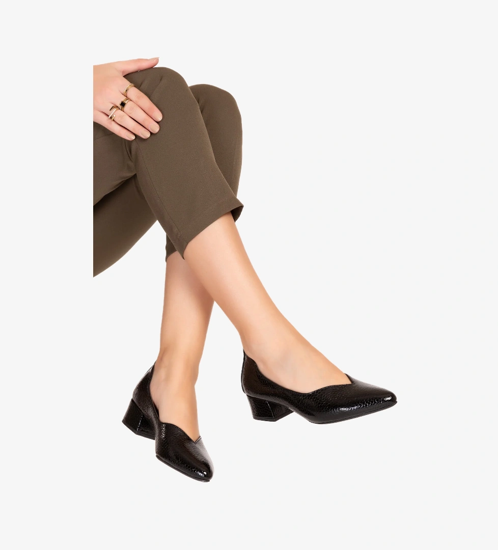 Gondol Hakiki Deri Klasik Topuklu Şık Ayakkabı şhn.1068