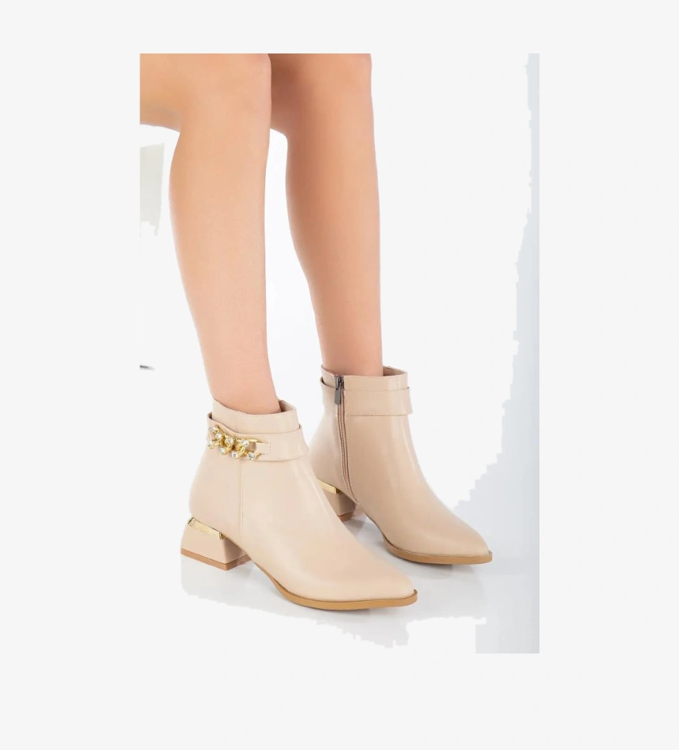 02995 Kadın Taşlı Topuklu Bot - Görsel 1