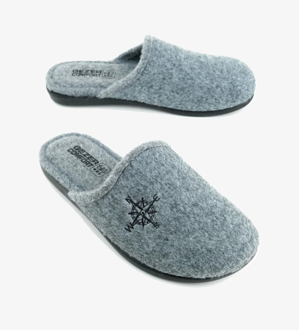 Kışlık Erkek Keçe Çıkarılabilir Taban Ev Bahçe Terlik - Görsel 1