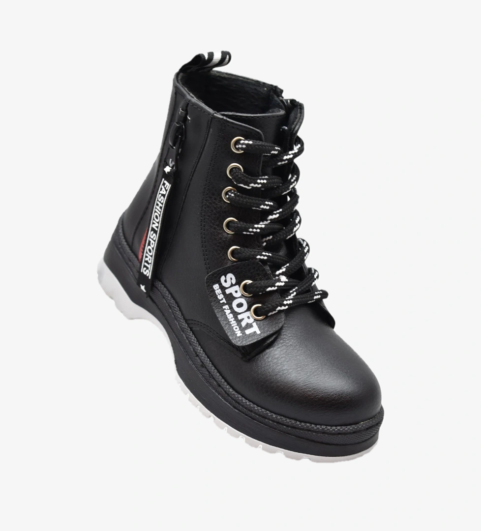 265 Ortopedik Bağcıklı Fermuarlı Kız Çocuk Bot Ayakkabı Kürklü Kız Çocuk Bot - Görsel 1