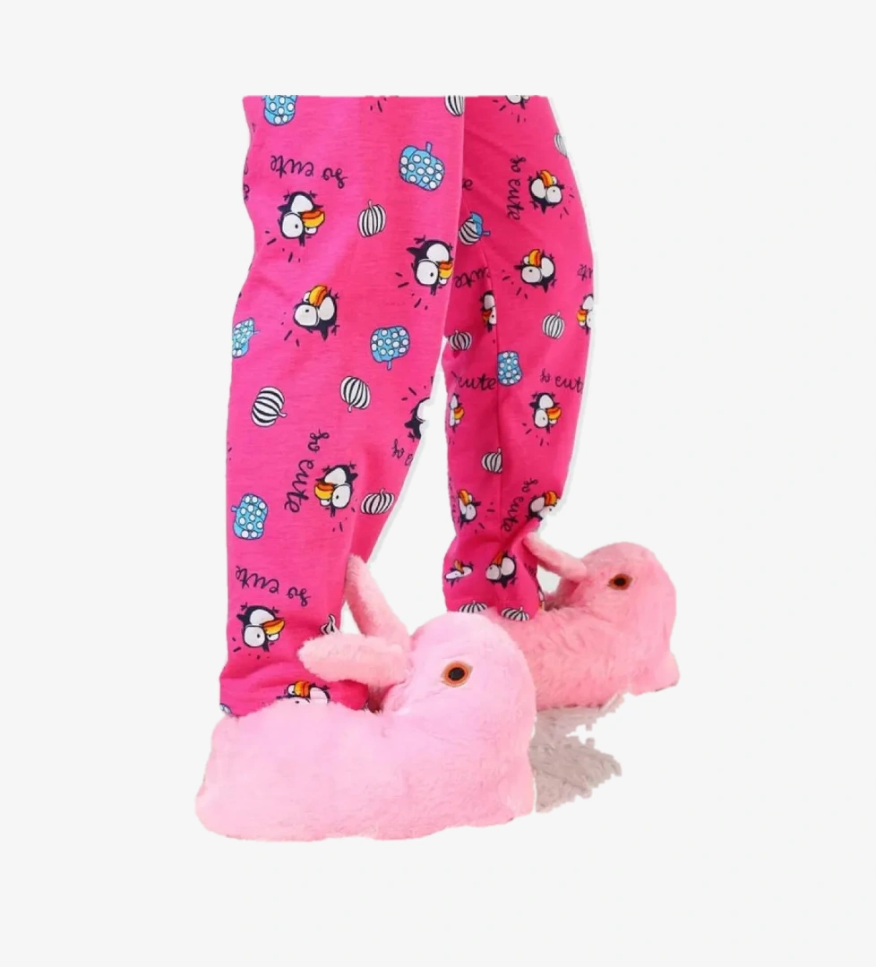 Kadın Kız Çocuk Kombin Hayvanlı Tavşanlı Panduf Ev Botu