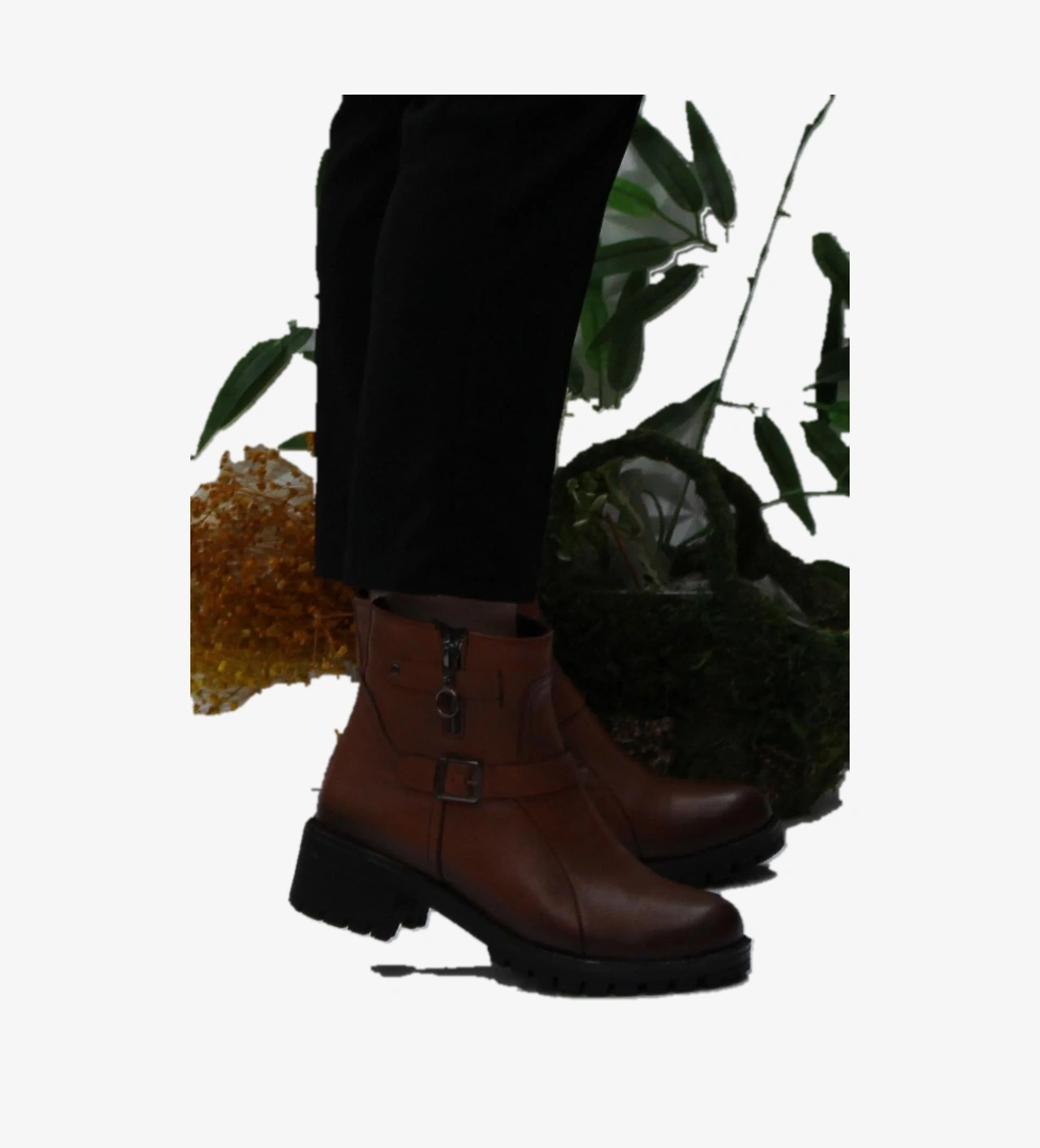 42831 Taba Orijinal Hakiki Deri İçi Kürklü Kaymaz Taban Kadın Bot - Görsel 1