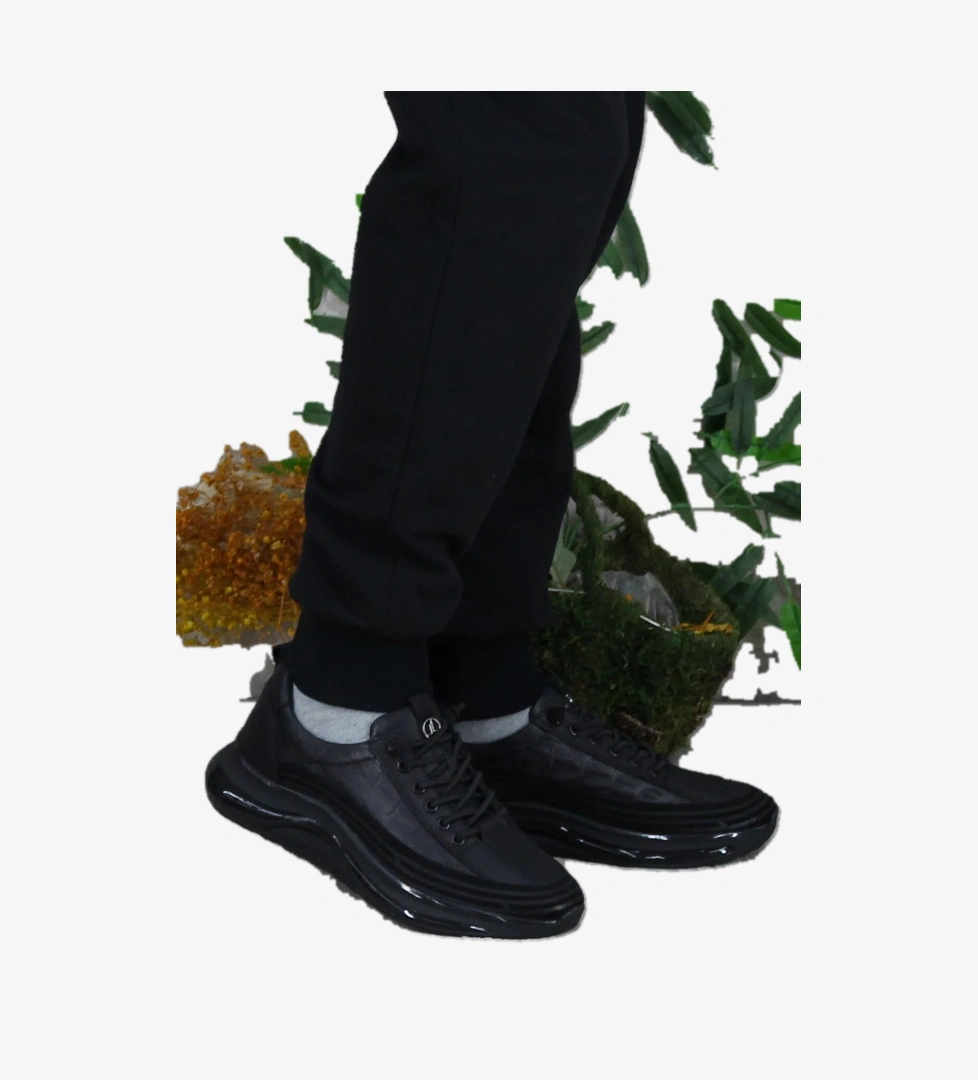 Mehmet Mete 2402 Siyah Rahat Lastik Bağcıklı Hakiki Deri Erkek Ayakkabı model görseli