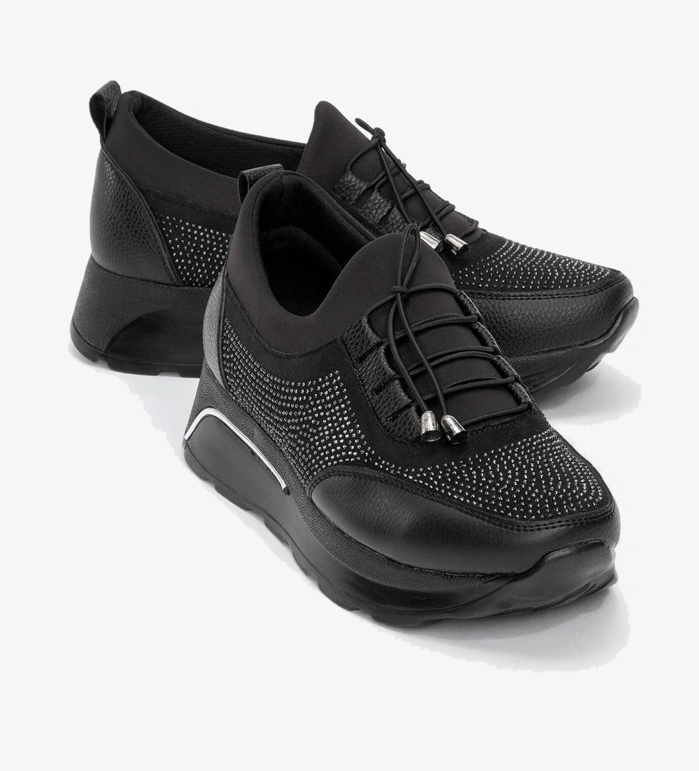 Ccway Bağcıklı Kadın Günlük Ayakkabı SİYAH SİYAH model görseli