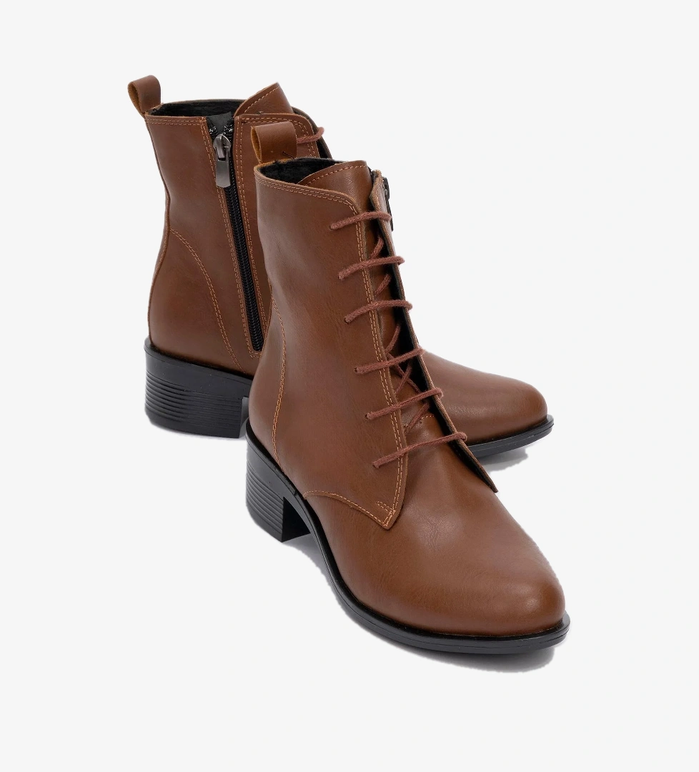 Kadın Yuvarlak Burunlu Bot TABA CİLT