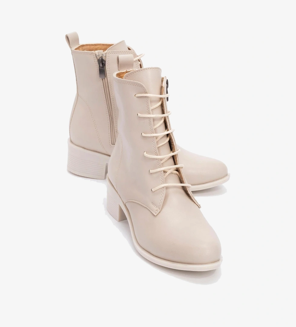 Kadın Yuvarlak Burunlu Bot BEJ CİLT BEJ