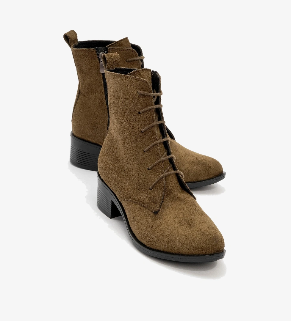 Kadın Yuvarlak Burunlu Bot HAKİ SÜET - Görsel 1