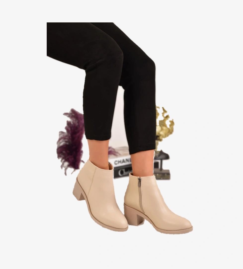 Kadın Fermuarlı Topuklu Bot - Görsel 1