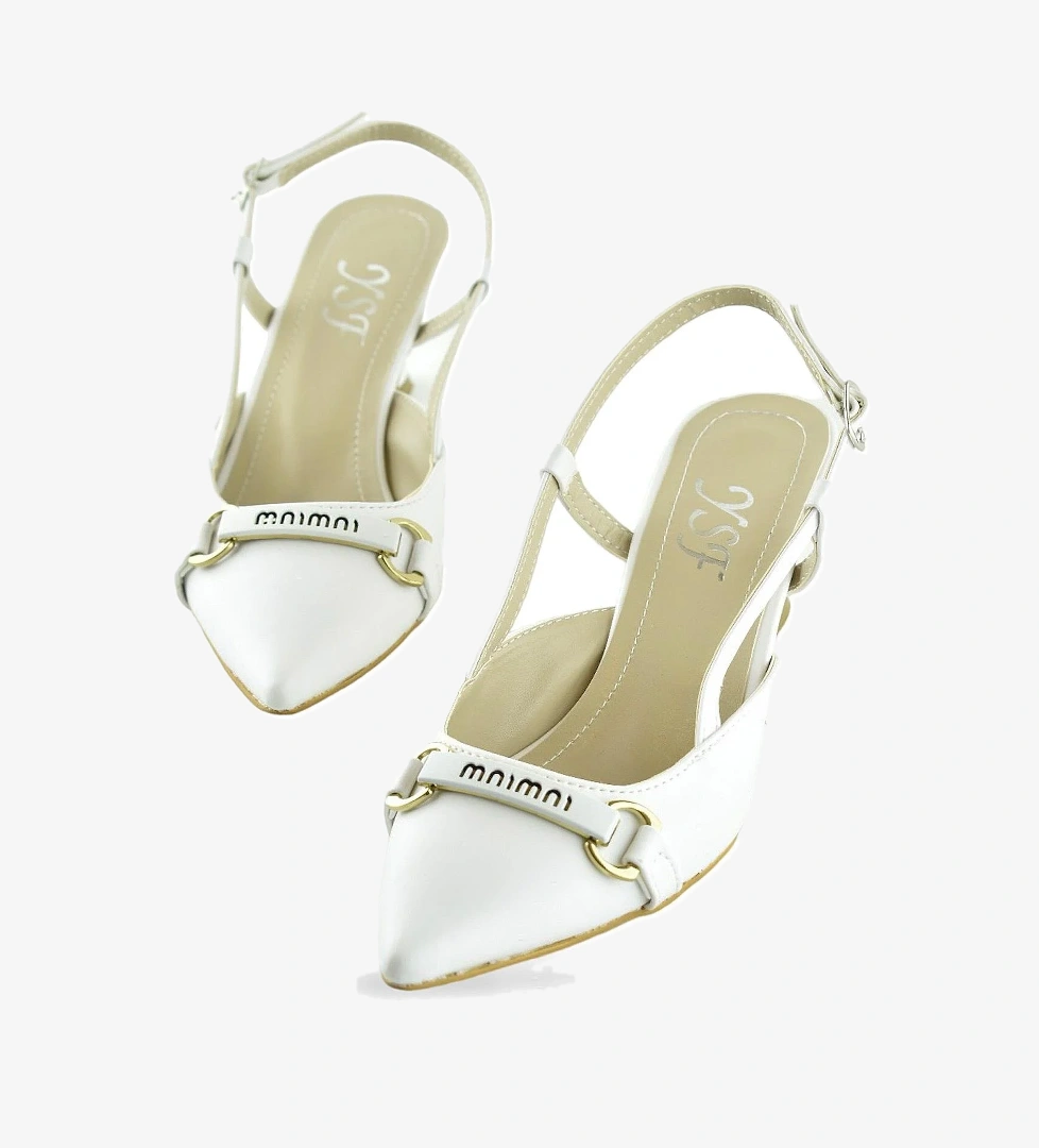 Ayakkabı Burada 1027 Arkası Açık Kadın Beyaz Topuklu Ayakkabı 5 cm Abiye Düğün Nişan Kına Gecesi model görseli