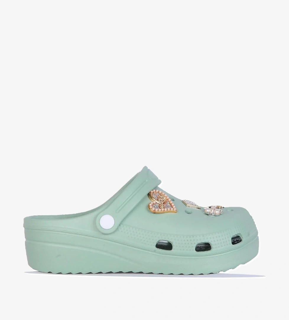 E800-11 Fiesta Çağla Yeşili Eva Kadın Taşlı Günlük Terlik - Görsel 1