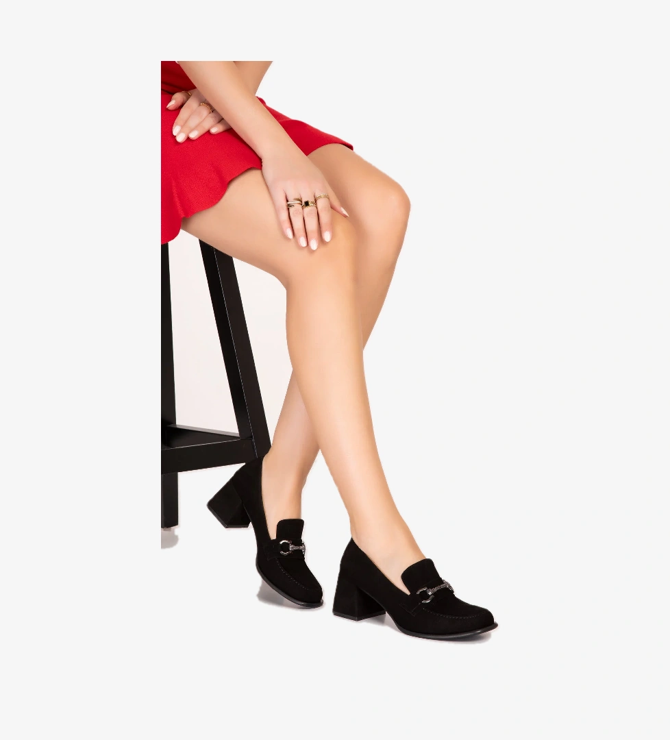 Gondol Kadın Hakiki Deri Taş Tokalı Topuklu Ayakkabı ss.142 - Görsel 1