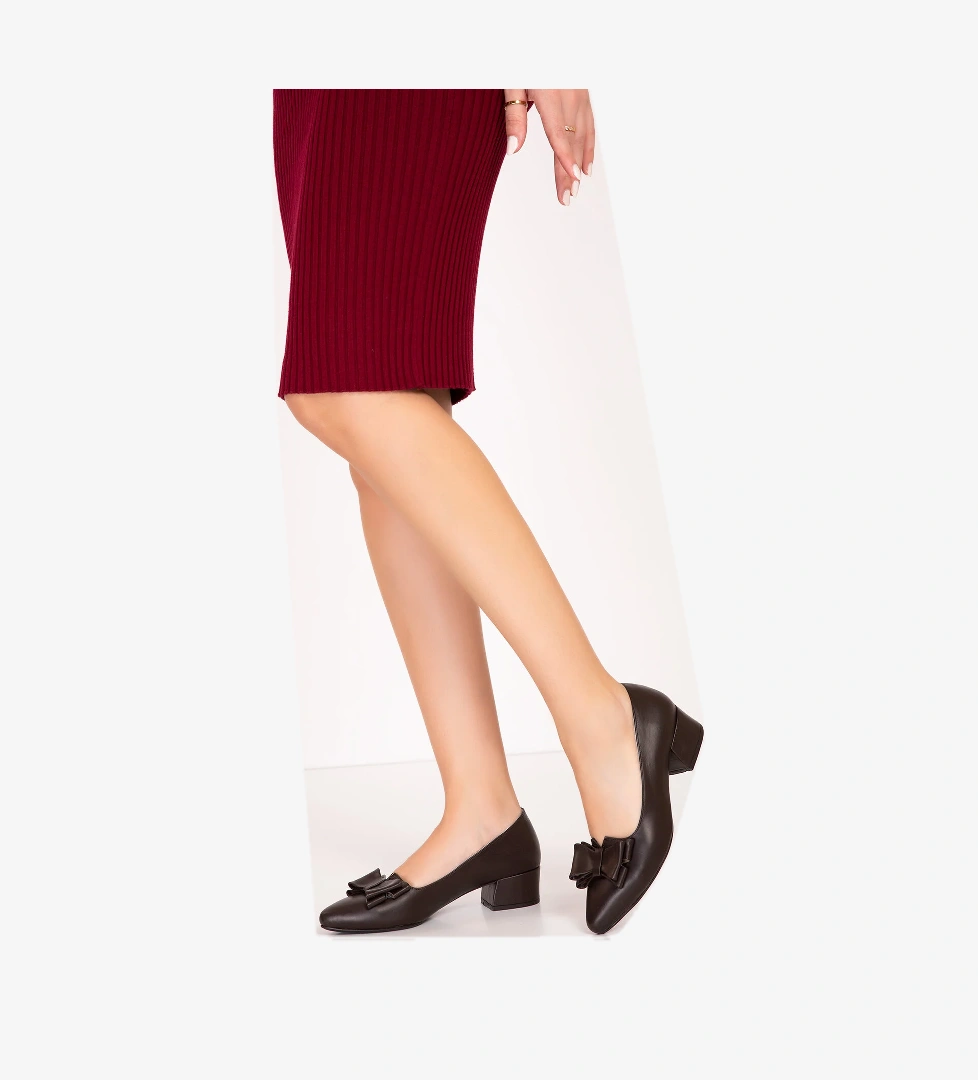 Gondol Kundura Gondol Hakiki Deri Kısa Topuklu Fiyonklu Ayakkabı Şhn.1085 model görseli