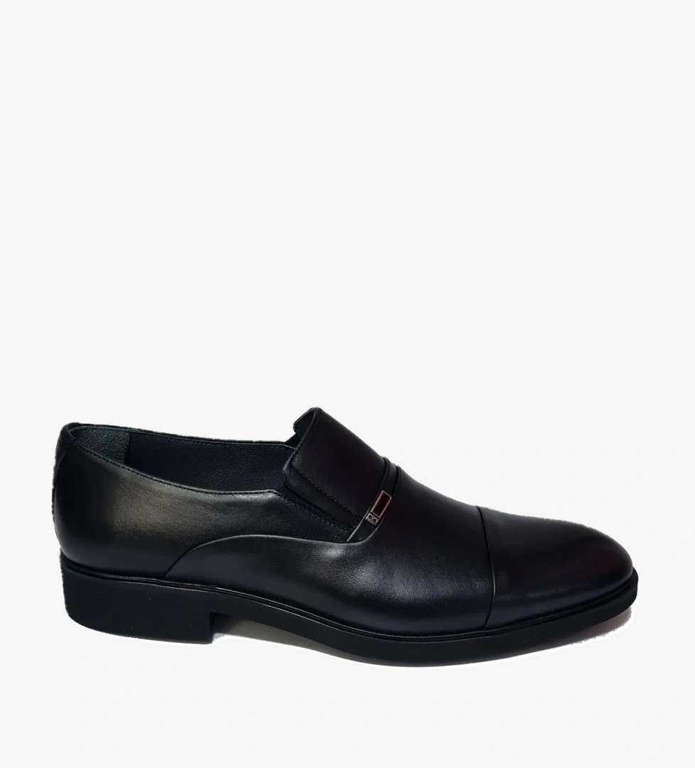 Bağsız Metal Aksesuarlı Kat Kat Deri Model Kauçuk Taban Kundura BC-392-SK - Görsel 1