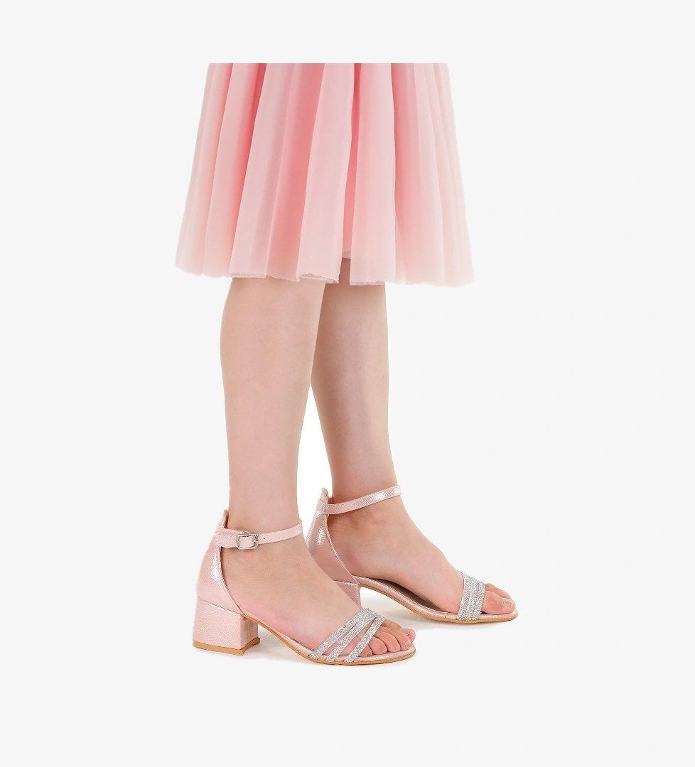 Nobe Günlük Kız Çocuk 4 Cm Topuklu Sandalet Ayakkabı Pudra