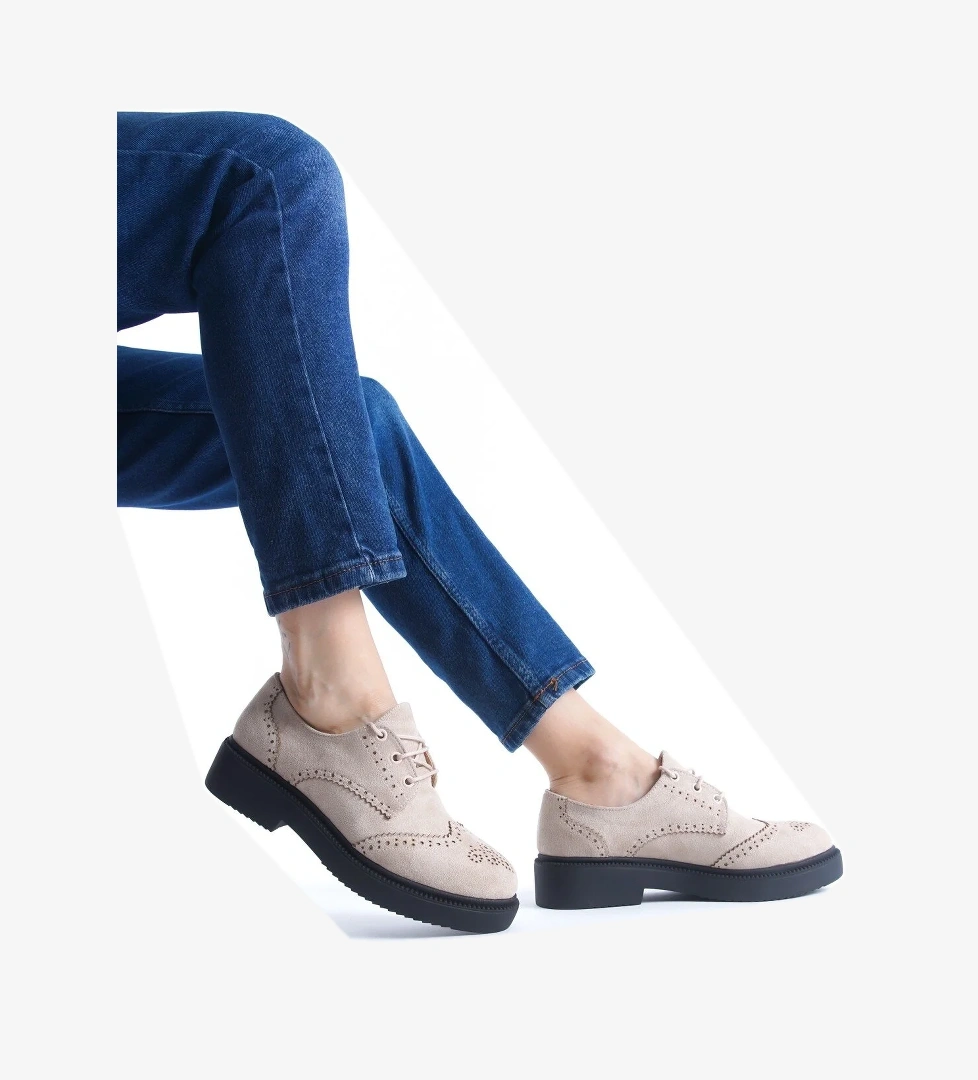 Modabuymuş Yampa Ten Süet Oxford Günlük Rahat Kadın Ayakkabı model görseli