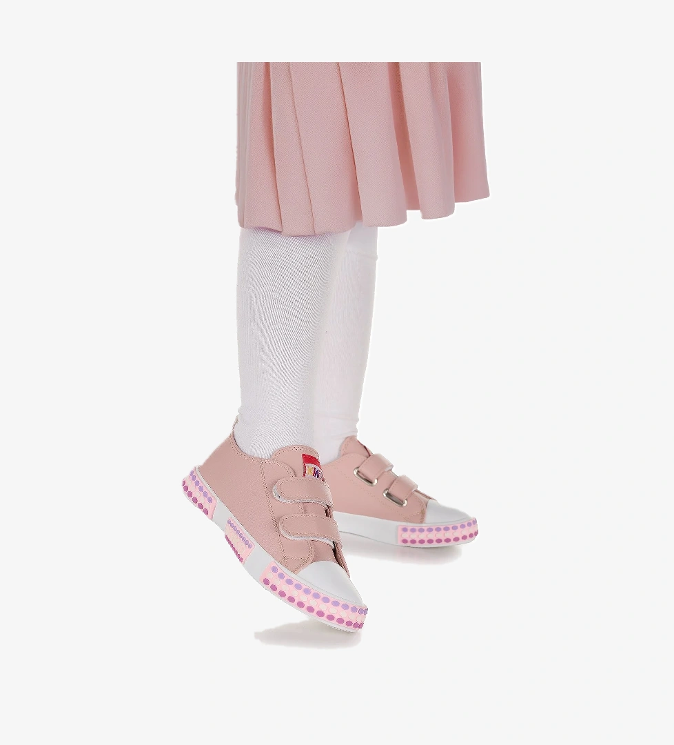 Kach Cırtlı Kız Çocuk Günlük Spor Ayakkabı Pudra - Görsel 1