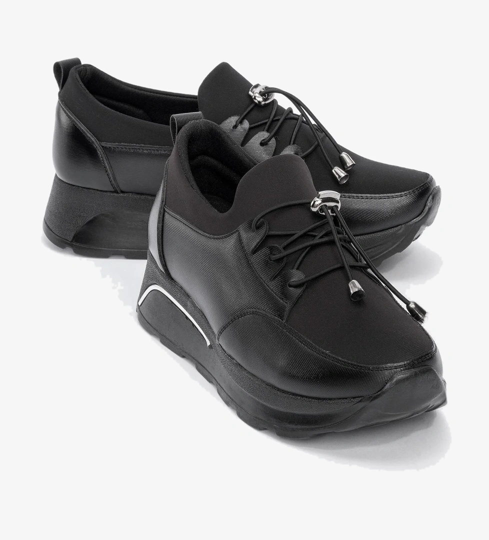 Ccway Bağcıklı Kadın Günlük Ayakkabı Si̇yah Beyaz model görseli