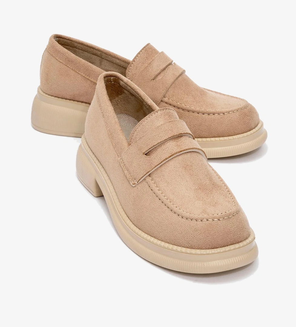 Kaydırmaz Kadın Günlük Ayakkabı BEJ SÜET