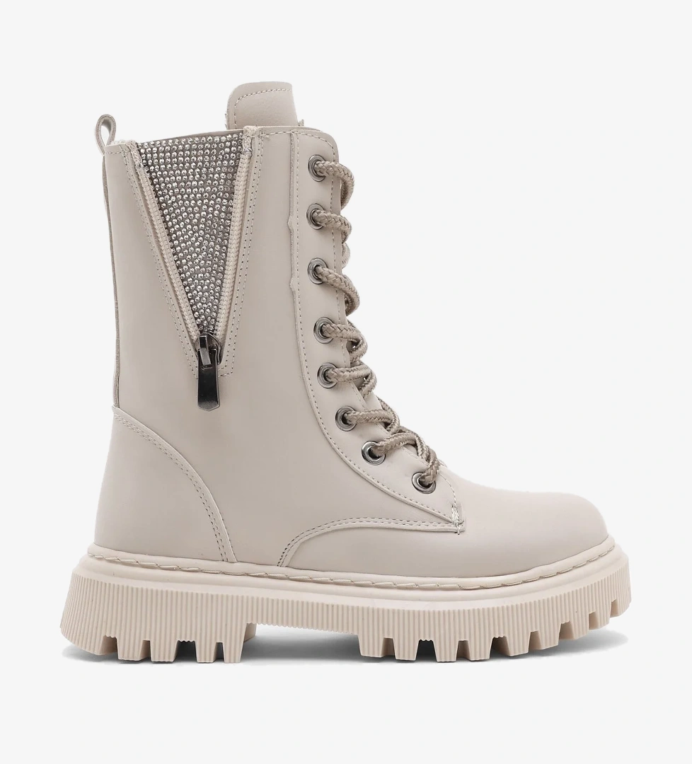 Tonny Black Kız Çocuk Siyah Cilt Termo Taban Yanı Fermuarlı Taş Detaylı Bağcıklı Ve Bot model görseli