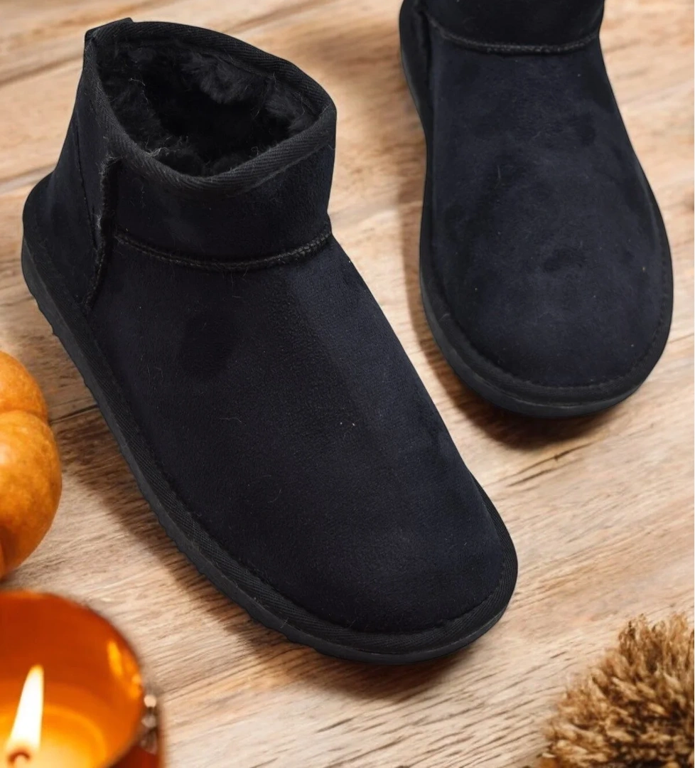 389 Günlük Kadın Bot Ayakkabı Kışlık Kürklü Sade Düz Kadın Bot - Görsel 1